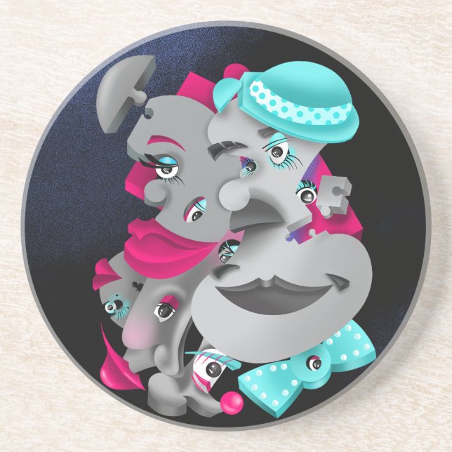 Surreal Puzzle Faces Coaster (Front)