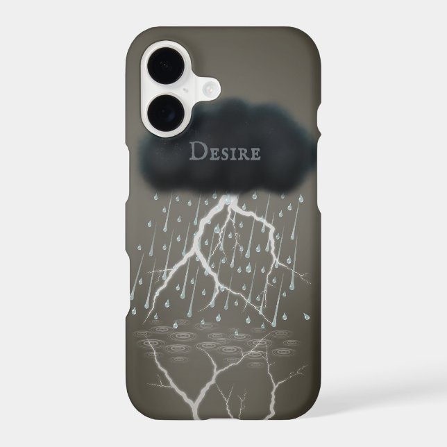 Surreal Rain Cloud Custom Name or Text Fanciful Iphone Case (Back)