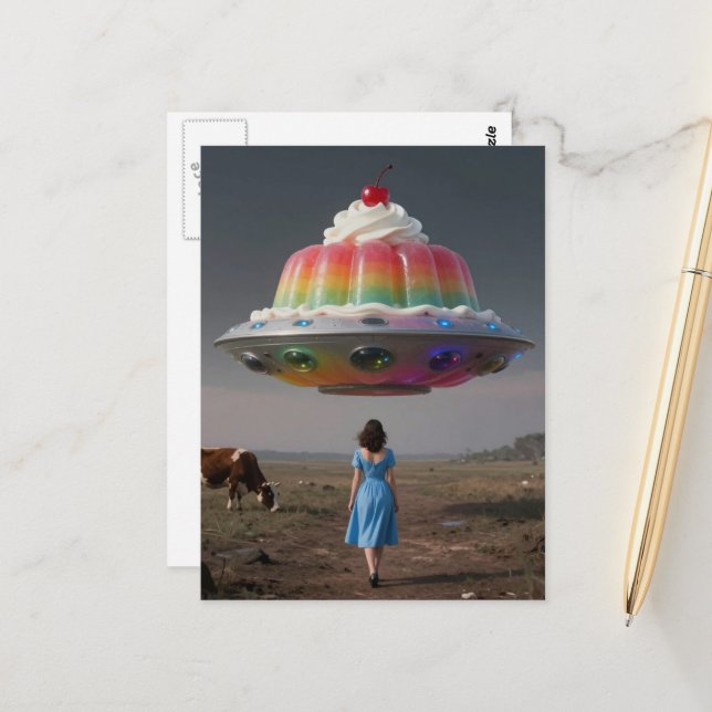 Surreal Rainbow Sweet Treat Postcard (Front/Back In Situ)