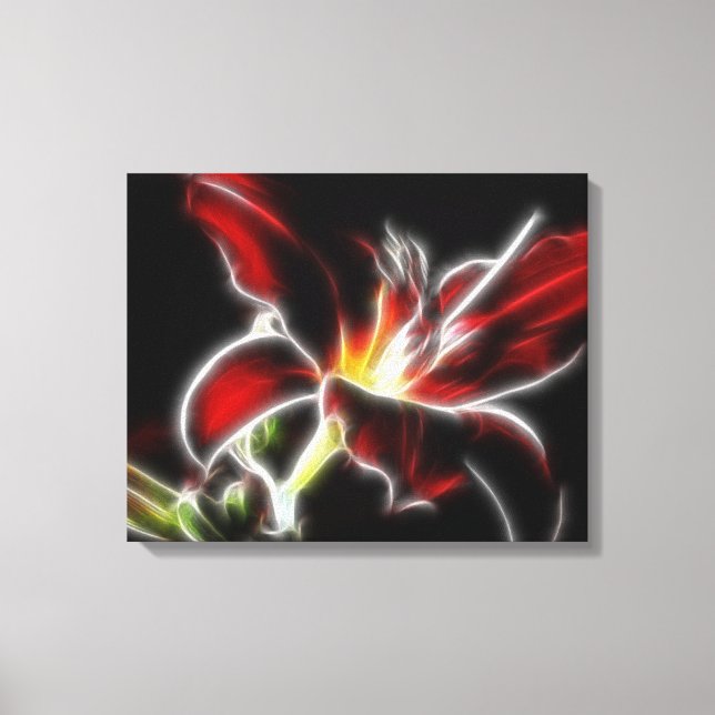 Surreal Red Lily Floral Wrapped Canvas Print (Front)