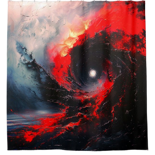 Surreal Red Storm Vortex Shower Curtain (Front)