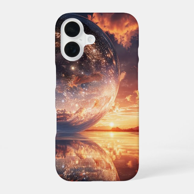 Surreal Reflective Sphere Containing Stars iPhone Case (Back)