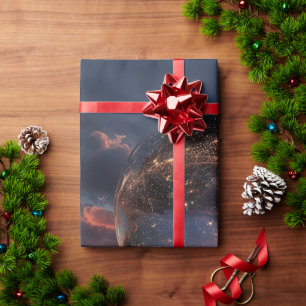 Surreal Reflective Sphere Containing Stars Wrapping Paper