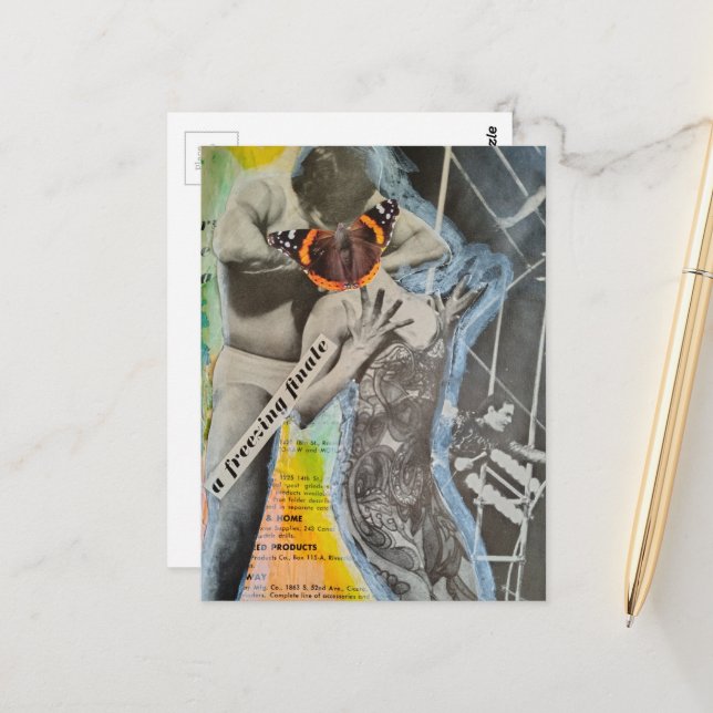 Surreal Retro Ballet couple finale collage art Postcard (Front/Back In Situ)