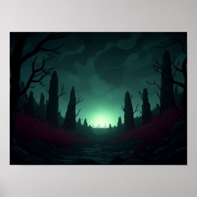 Surreal Retro Farm Landscape with Rocket Launch Ar Poster (Front)