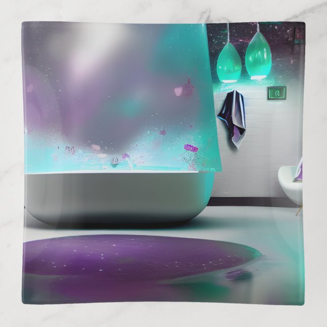 Surreal Retro Otherworldly Spa Bathroom Trinket Tray (Front)