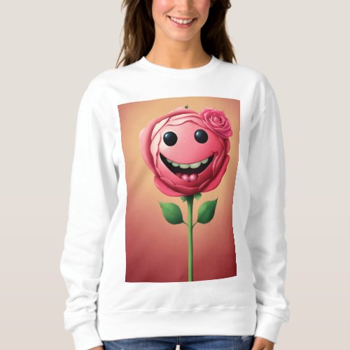 Surreal Rosebud Minimalist Smiles in HD Vector Ch Sweatshirt