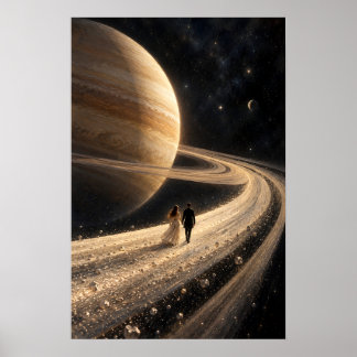 Surreal Saturn Ring Walk Art Poster