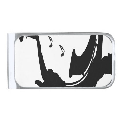 Surreal Saxophone Play Silver Finish Money Clip
