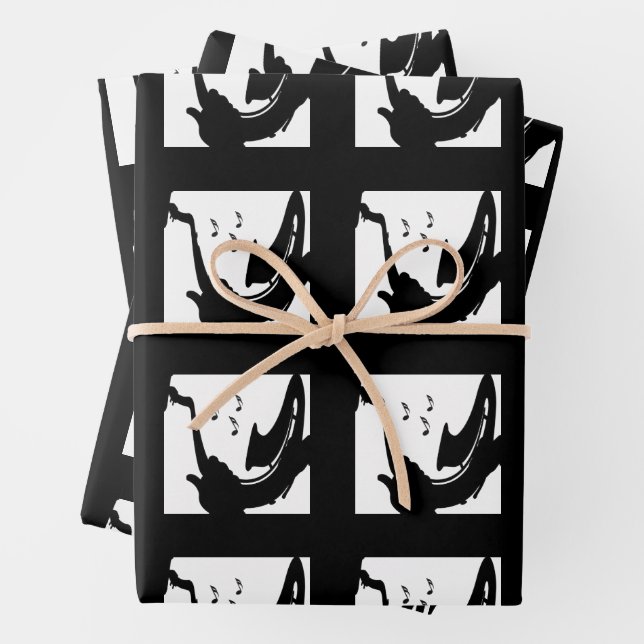 Surreal Saxophone Play Wrapping Paper Sheets (In situ)