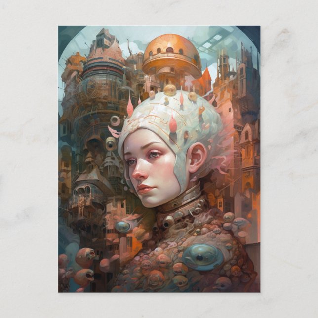 Surreal Science Fiction Woman Landscape Postcard (Front)