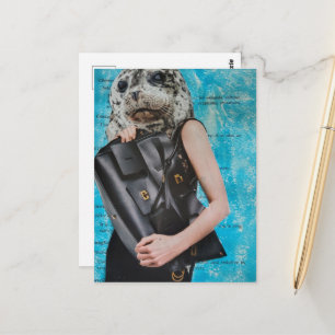 Surreal Seal With a Giant Black Purse Postcard