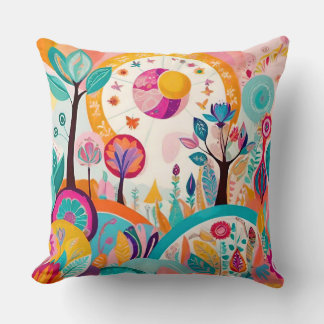 "Surreal Serenade: Abstract Bohemian Cushion" Throw Pillow