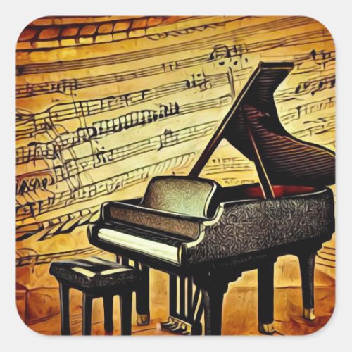 Surreal Sheet Music  Grand Piano Square Sticker