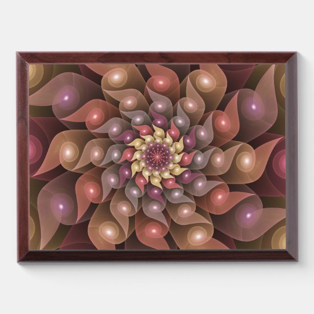 Surreal Shiny Flower Modern Abstract Fractal Art Award Plaque (Horizontal)