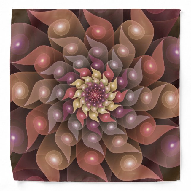 Surreal Shiny Flower Modern Abstract Fractal Art Bandana (Front)