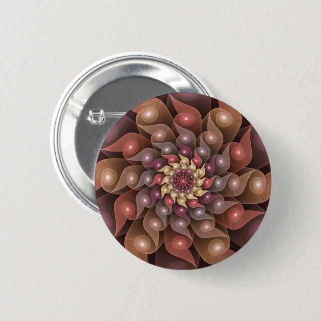 Surreal Shiny Flower Modern Abstract Fractal Art Button (Front & Back)
