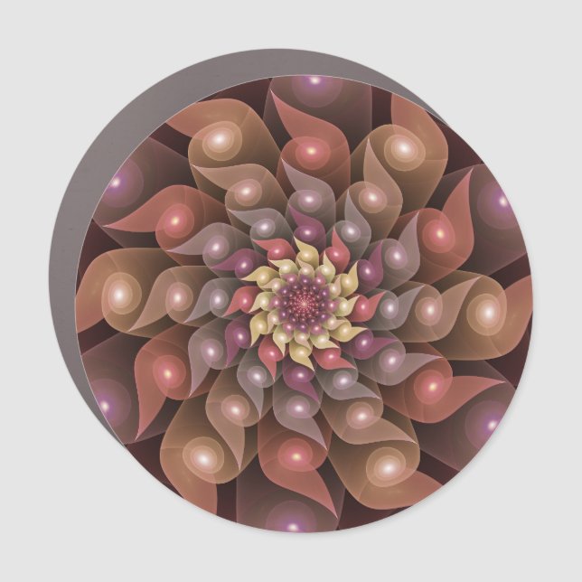 Surreal Shiny Flower Modern Abstract Fractal Art Car Magnet (Front)