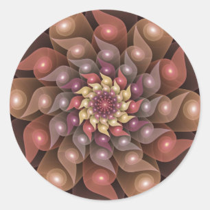 Surreal Shiny Flower Modern Abstract Fractal Art Classic Round Sticker