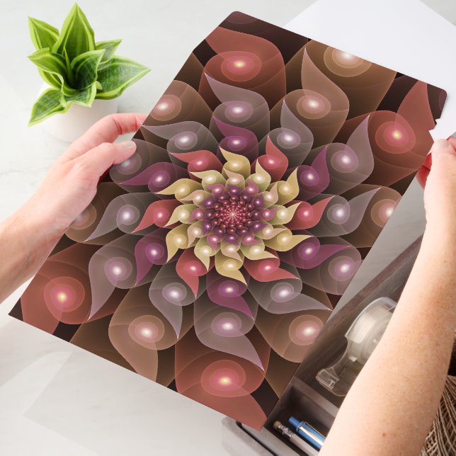 Surreal Shiny Flower Modern Abstract Fractal Art Envelope Mailers (Desk)