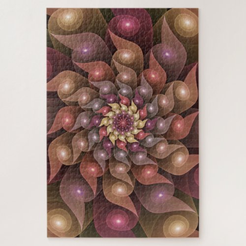 Surreal Shiny Flower Modern Abstract Fractal Art Jigsaw Puzzle