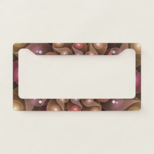 Surreal Shiny Flower Modern Abstract Fractal Art License Plate Frame