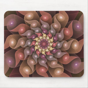 Surreal Shiny Flower Modern Abstract Fractal Art Mouse Pad