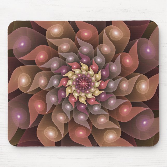 Surreal Shiny Flower Modern Abstract Fractal Art Mouse Pad (Front)