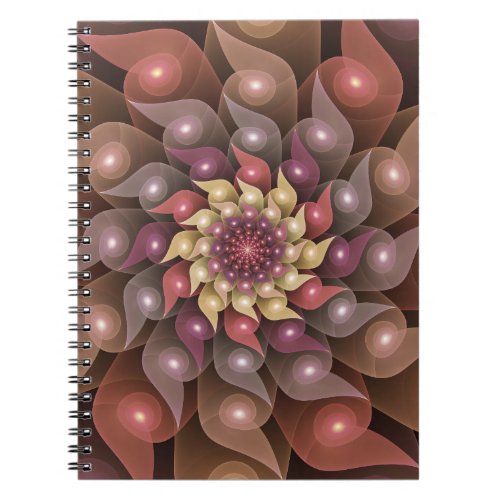 Surreal Shiny Flower Modern Abstract Fractal Art Notebook