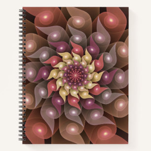 Surreal Shiny Flower Modern Abstract Fractal Art Notebook