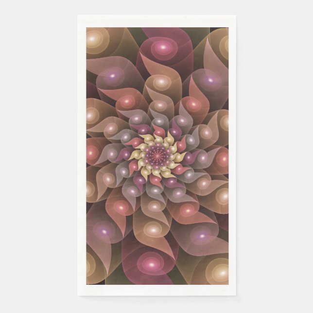Surreal Shiny Flower Modern Abstract Fractal Art Paper Guest Towels (Front)
