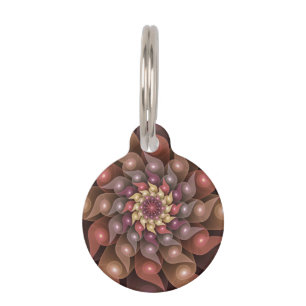 Surreal Shiny Flower Modern Abstract Fractal Art Pet ID Tag