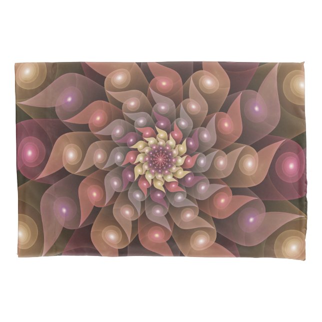 Surreal Shiny Flower Modern Abstract Fractal Art Pillow Case (Front)
