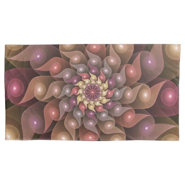 Surreal Shiny Flower Modern Abstract Fractal Art Pillow Case (Front)