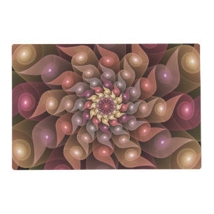 Surreal Shiny Flower Modern Abstract Fractal Art Placemat