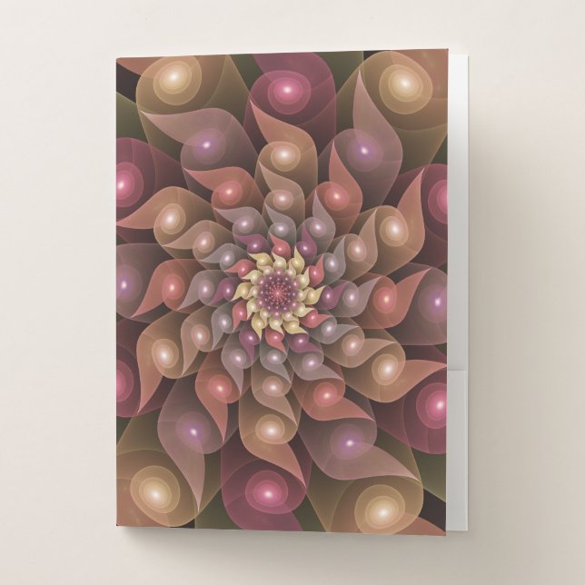 Surreal Shiny Flower Modern Abstract Fractal Art Pocket Folder (Front)