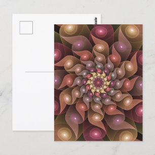 Surreal Shiny Flower Modern Abstract Fractal Art Postcard