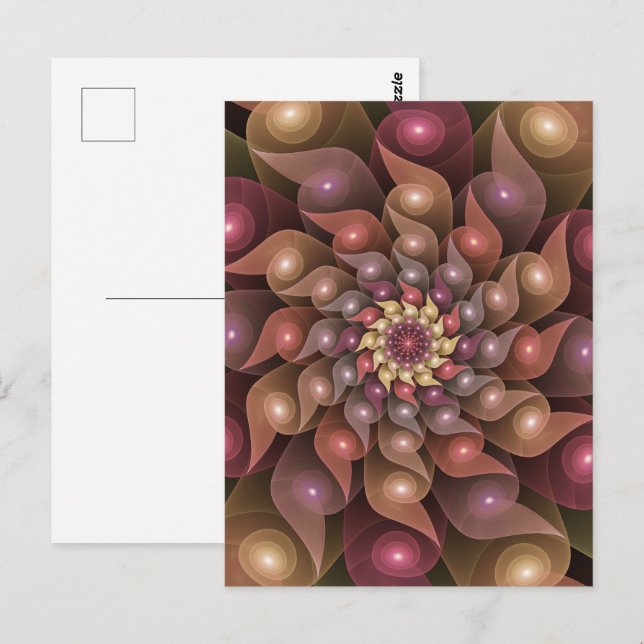 Surreal Shiny Flower Modern Abstract Fractal Art Postcard (Front/Back)
