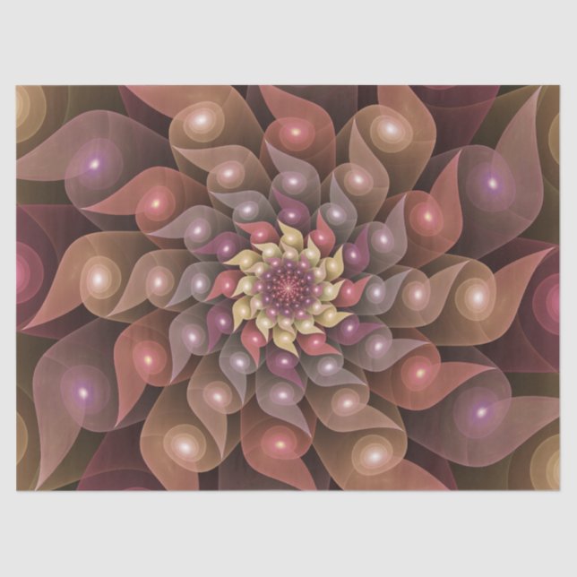 Surreal Shiny Flower Modern Abstract Fractal Art Tissue Paper (Front)