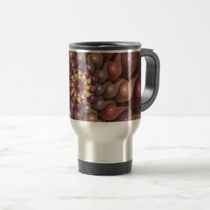 Surreal Shiny Flower Modern Abstract Fractal Art Travel Mug