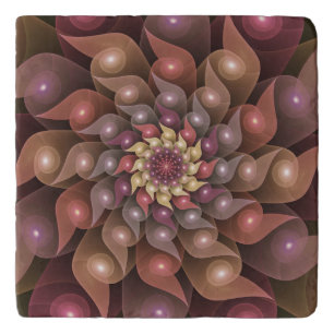 Surreal Shiny Flower Modern Abstract Fractal Art Trivet