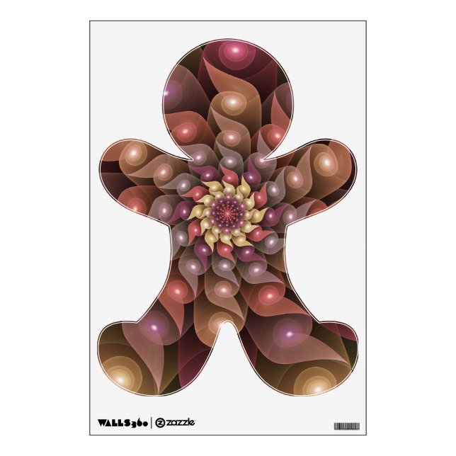 Surreal Shiny Flower Modern Abstract Fractal Art Wall Decal (Front)