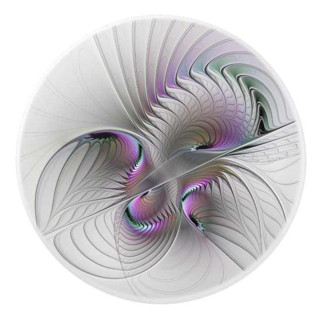 Surreal Shy Beauty Modern Abstract Fractal Art Ceramic Knob (Front)