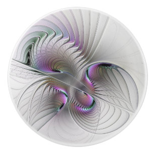 Surreal Shy Beauty Modern Abstract Fractal Art Ceramic Knob