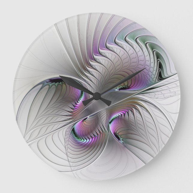 Surreal Shy Beauty Modern Abstract Fractal Art Large Clock (Front)