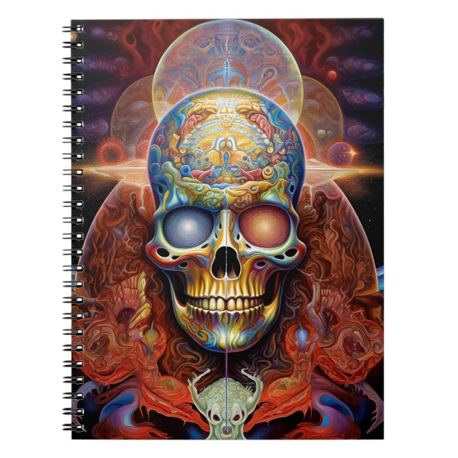 Surreal Skull Colorful Visionary Art Notebook (Front)