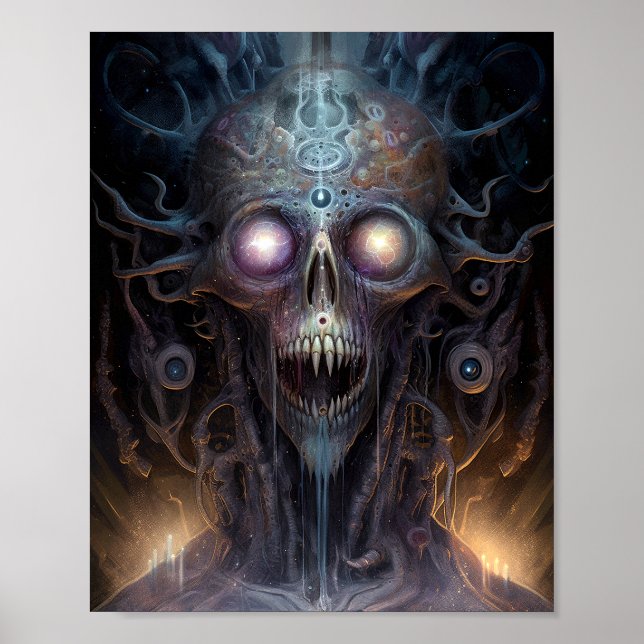 Surreal Skull Gothic Horror Art Poster (Front)