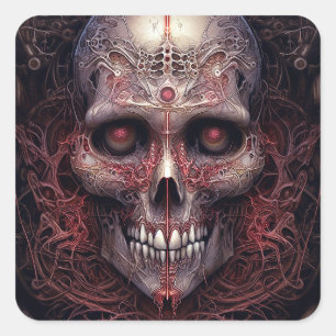 Surreal Skull Gothic Horror Art Square Sticker