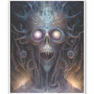 Surreal Skull Gothic Horror Art Sticker