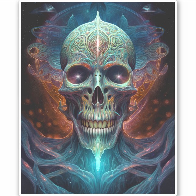 Surreal Skull Gothic Horror Art Sticker (Front)